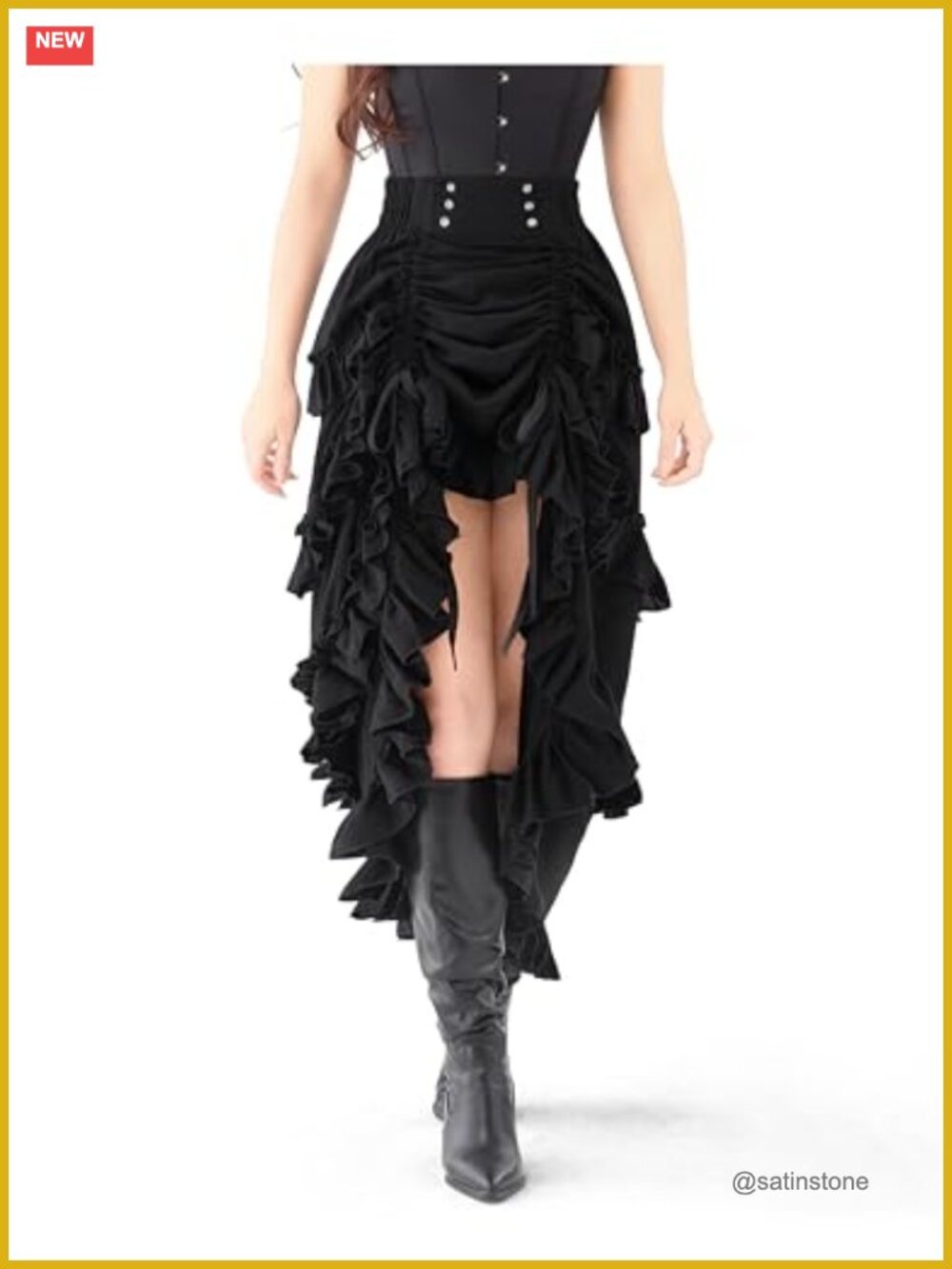 Women Steampunk Mullet Skirt Costume Renaissance Pirate Gothic Halloween Dance